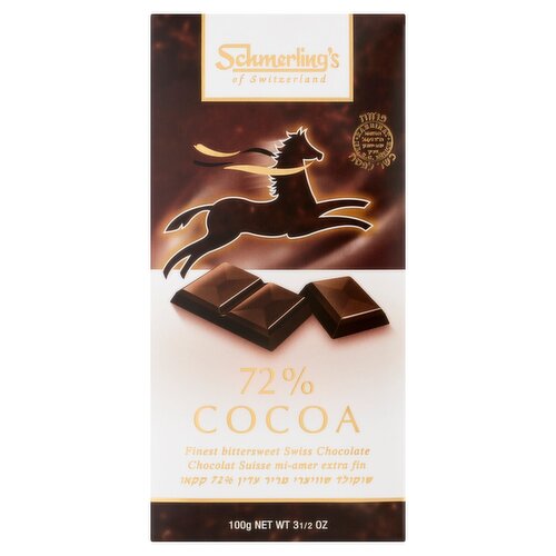 Schmerling's of Switzerland 72% Cocoa Finest Bittersweet Swiss Chocolate, 3.5 oz