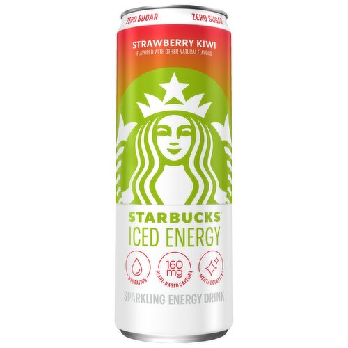 Starbucks Iced Energy Zero Sugar Sparkling Energy Drink Strawberry Kiwi 12 Fl Oz