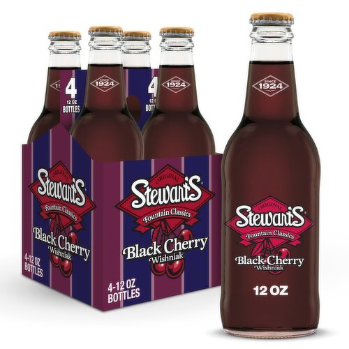 Stewart's Original Black Cherry Wishniak Soda, 12 fl oz, 4 count