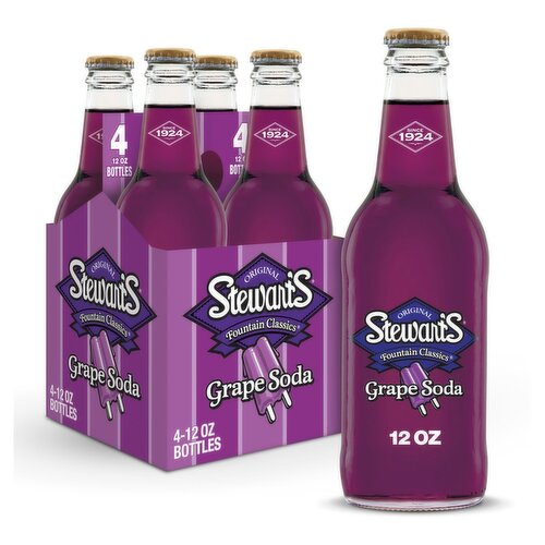 Stewart's Fountain Classics Original Grape Soda, 12 fl oz, 4 count