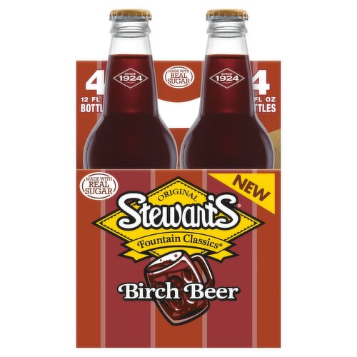 Stewart's Fountain Classics Original Birch Beer Soda, 12 fl oz, 4 count