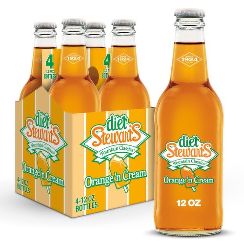 Stewart's Fountain Classics Diet Orange'n Cream Soda, 12 fl oz, 4 count