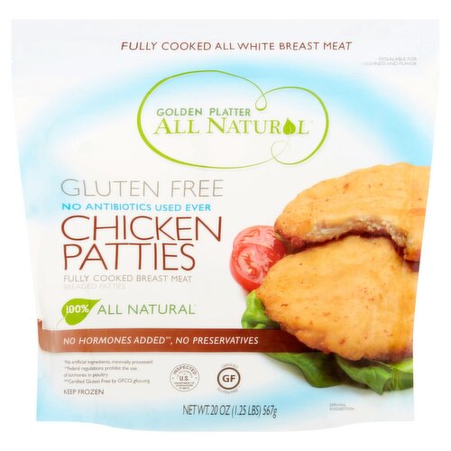 Golden Platter All Natural Gluten Free Chicken Patties, 20 oz