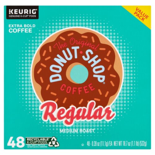 The Original Donut Shop Regular Medium Roast Coffee K-Cup Pods Value Pack, 0.39 oz, 48 count