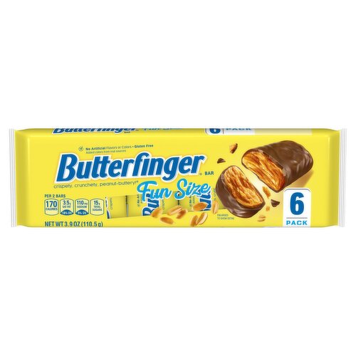 Butterfinger Chocolatey, Peanut-Buttery, Fun Size Candy Bars, 3.9 oz, 6 Pack