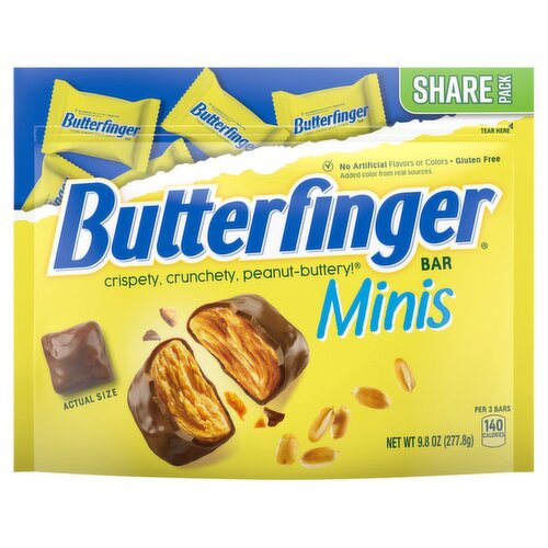 Butterfinger, Chocolatey, Peanut-Buttery, Individually Wrapped Minis Candy Bars, Resealable Share Si