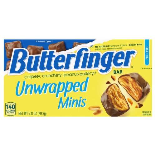 Butterfinger, Chocolatey, Peanut-Buttery Unwrapped Minis, Movie Theater Candy Box, 2.8 oz