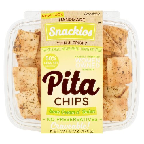 Snackios Sour Cream n' Onion Pita Chips, 6 oz