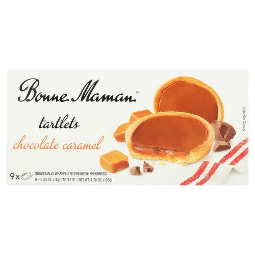 Bonne Maman Chocolate Caramel Tartlets, 0.53 oz, 9 count