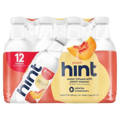 Hint Water Infused with Peach Essence, 16 fl oz, 12 count