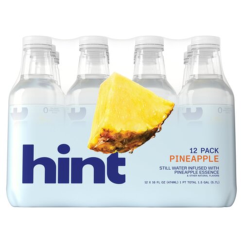 Hint Still Water Infused with Pineapple Essence, 16 fl oz, 12 count