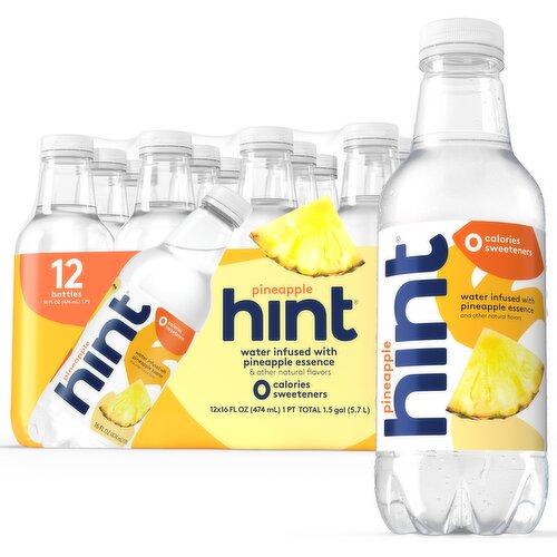 Hint Pineapple Essence Water, 16 fl oz, 12 count