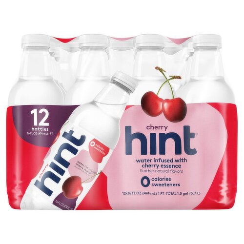 Hint Water Infused with Cherry Essence, 16 fl oz, 12 count