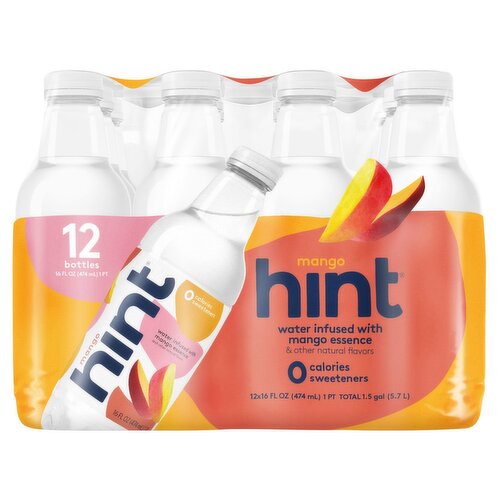 Hint Water Infused with Mango Essence, 16 fl oz, 12 count