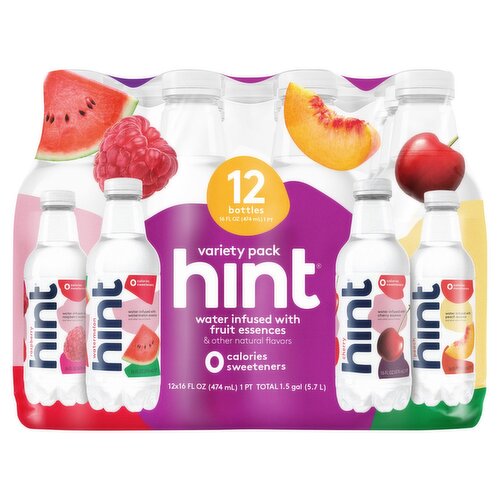 Hint Water Infused with Fruit Essences Variety Pack, 16 fl oz, 12 count