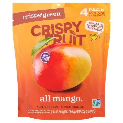 Crispy Green Crispy Fruit 100% Freeze-Dried Mango, 0.63 oz, 4 count