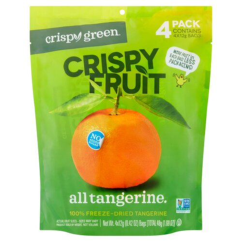 Crispy Green Crispy Fruit 100% Freeze-Dried Tangerine, 0.42 oz, 4 count