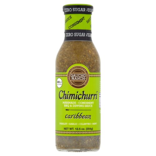 Gaucho Ranch Caribbean Chimichurri Marinade-Condiment BBQ & Dipping Sauce, 12.5 oz