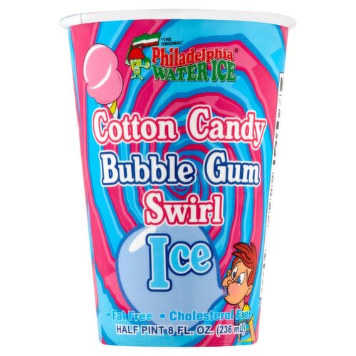 Philadelphia Cotton Candy Bubble Gum Swirl Water Ice, 8 fl oz