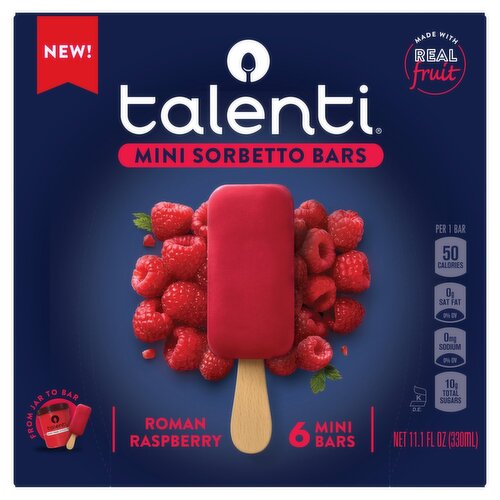 Talenti Roman Raspberry Mini Sorbetto Bars, 6 count, 11.1 fl oz