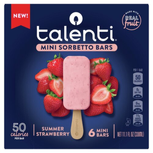 Talenti Summer Strawberry Mini Sorbetto Bars, 6 count, 11.1 fl oz