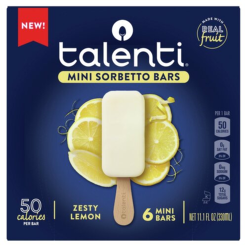 Talenti Zesty Lemon Mini Sorbetto Bars, 6 count, 11.1 fl oz