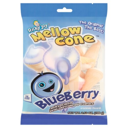 Ricky Joy Mellow Cone Blueberry Jelly Filled Marshmallow Cones, 3.53 oz