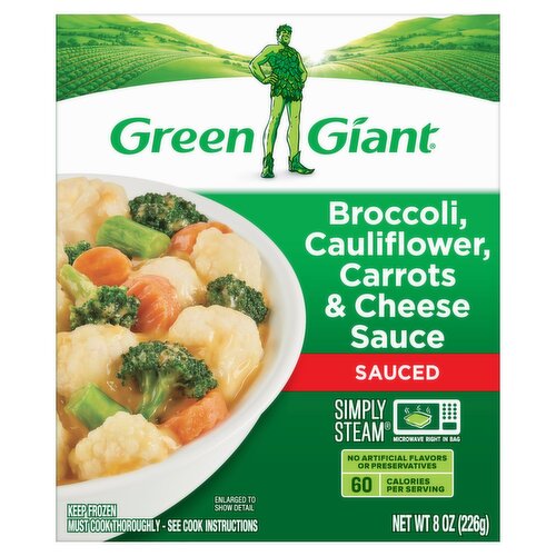 Green Giant Simply Steam Sauced Broccoli, Cauliflower, Carrots & Cheese Sauce, 8 oz