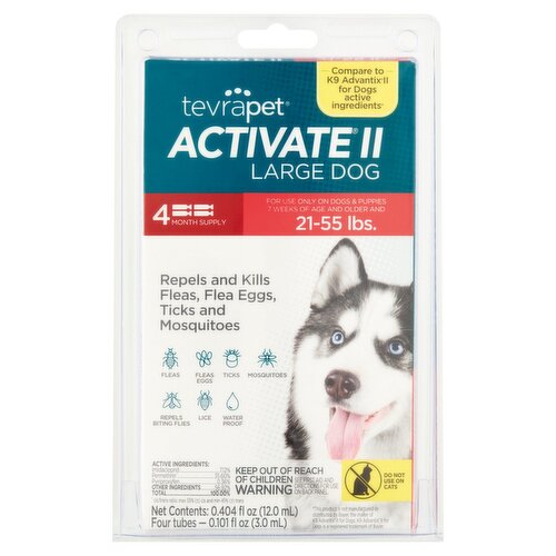 TevraPet Activate II Flea Treatment for Large Dogs, 0.101 fl oz, 4 count