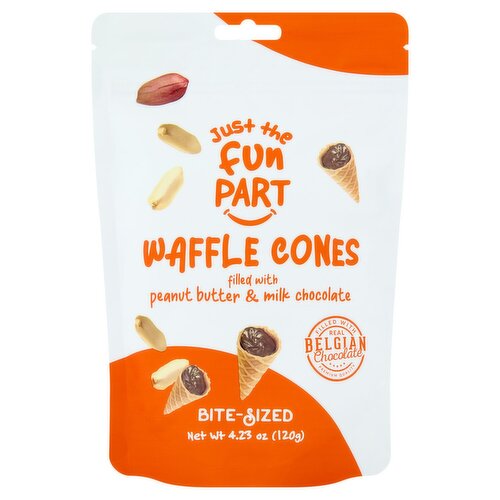 Just The Fun Part Bite-Sized Waffle Cones Filled with Peanut Butter & Milk Chocolate, 4.23 oz
