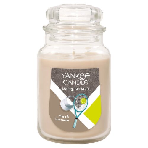Yankee Candle Lucky Sweater Musk & Geranium Candle, 22 oz