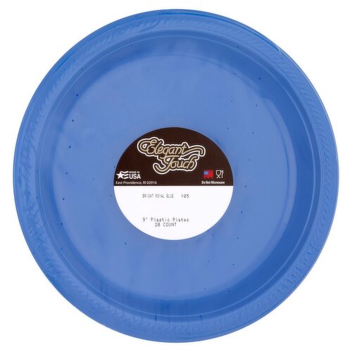 Elegant Touch 9" Bright Royal Blue Plastic Plates, 20 count