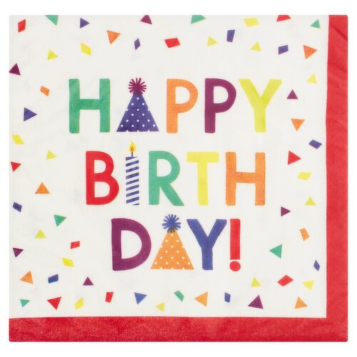 Party Impressions Confetti Time Happy Birthday 2 Ply Luncheon Napkins, 16 count