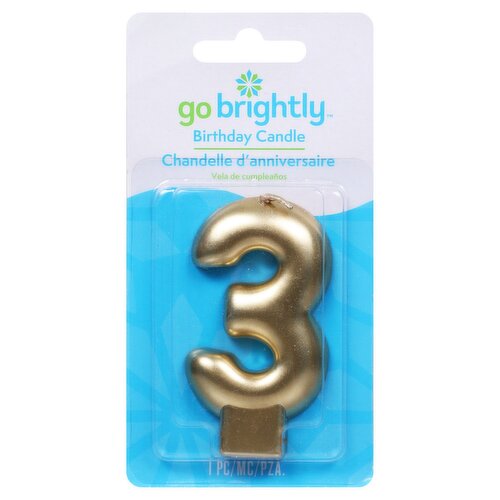 Go Brightly 3 Birthday Candle