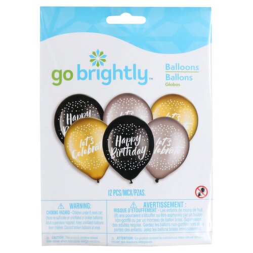 Go Brightly Balloons, 12 count