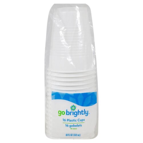 Go Brightly 18 oz White Plastic Cups, 16 count