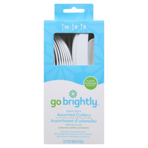 Go Brightly Plastic Heavy Duty Assorted Cutlery, 32 count