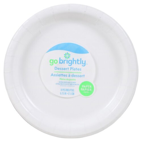 Go Brightly 6.75 In Frosty White Paper Dessert Plates, 16 count