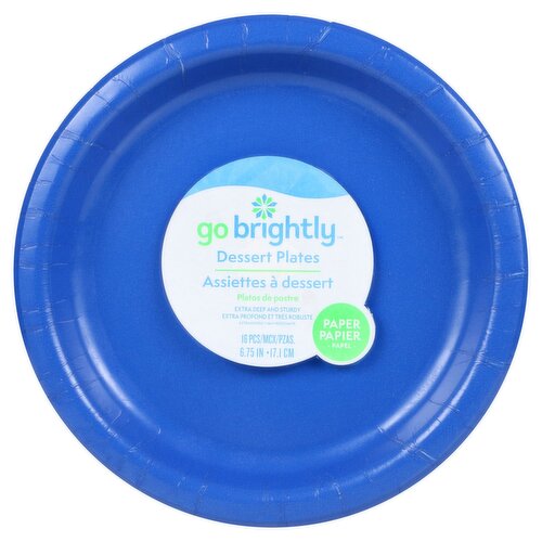 Go Brightly 6.75 In Bright Royal Blue Paper Dessert Plates, 16 count