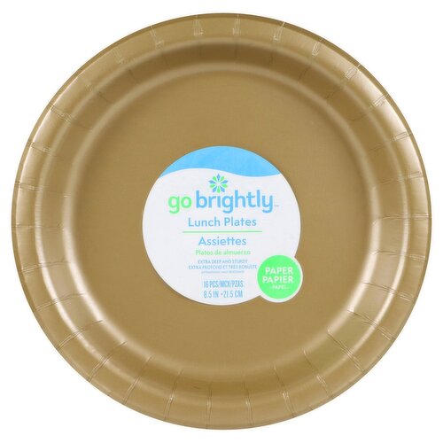 Go Brightly 8.5 In Gold Paper Lunch Plates, 16 count