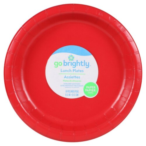 Go Brightly 8.5 In Apple Red Paper Lunch Plates, 16 count