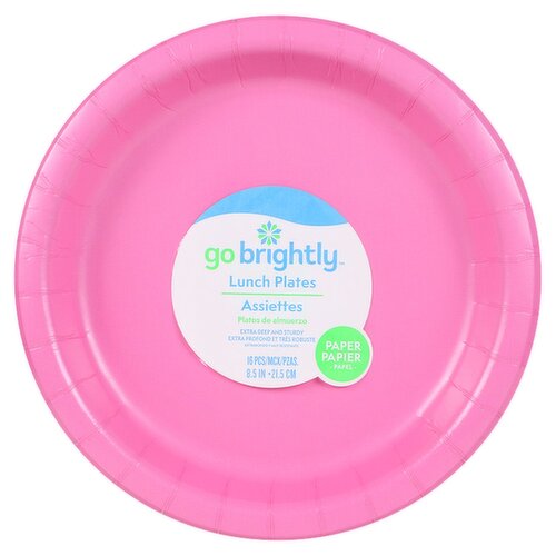 Go Brightly 8.5 In Bright Pink Lunch Plates, 16 count