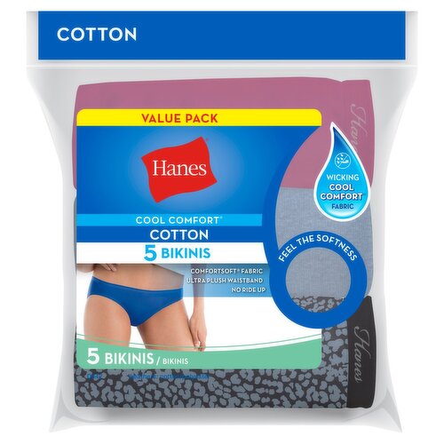 Hanes Cool Comfort Cotton Bikinis Value Pack, 5 count