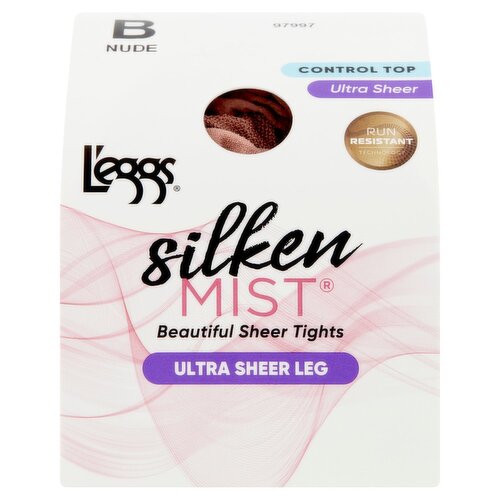 L'eggs Silken Mist Nude Ultra Sheer Leg Beautiful Sheer Tights, Size B, 1 pair