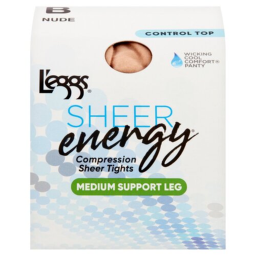 L'eggs Sheer Energy Nude Medium Support Leg Compression Sheer Tights, Size B, 1 pair