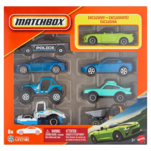 Mattel Matchbox Toy Vehicles, 3+, 8 count