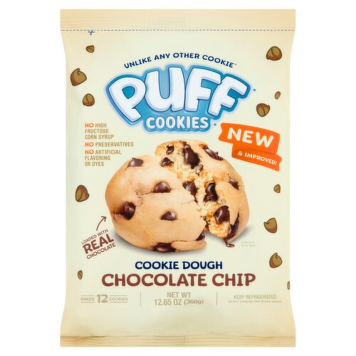 Puff Cookies Chocolate Chip Cookie Dough, 12.65 oz