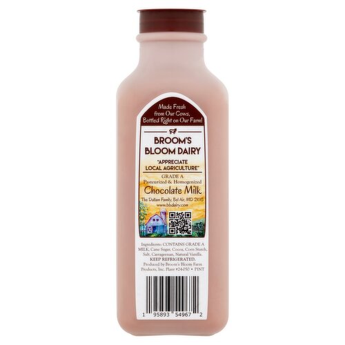 Broom's Bloom Dairy Chocolate Milk, 1 pint