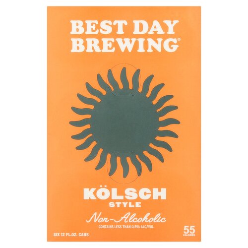 Best Day Brewing Kölsch Style Non-Alcoholic Brew, 6 count, 12 fl oz