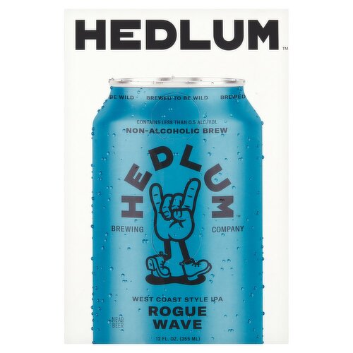 Hedlum Rogue Wave West Coast Style Ipa Non-Alcoholic Brew, 12 fl oz, 6 count